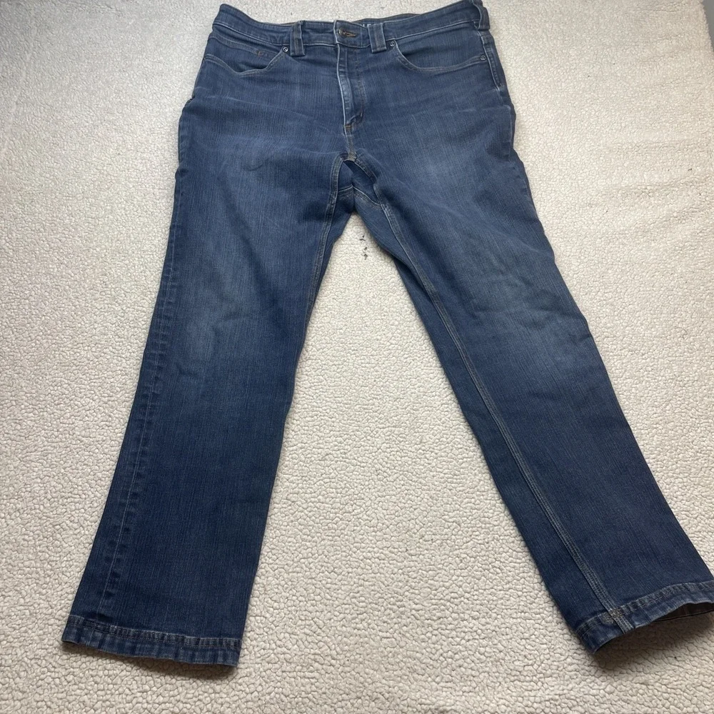 Duluth Trading Co Jeans Mens 36x32 Blue Ballroom Double Flex Straight Work Pants
